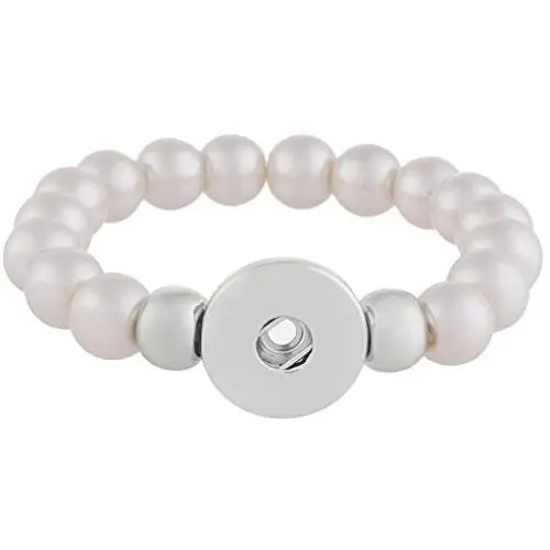 Snap Jewelry Pearl Stretch Bracelet Fits 18-20mm Standard Size Ginger Style Charms My Prime Gifts Snap Jewelry Pearl Stretch Bracelet Fits 18-20mm Standard Size Ginger Style Charms My Prime Gifts