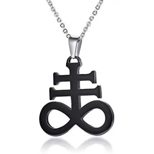 MEALGUET Leviathan Cross Pendant Church of Satan Satanic Symbol Stainless Steel Jewelry Brimstone Necklace for Men Women,24'' Chain MEALGUET Leviathan Cross Pendant Church of Satan Satanic Symbol Stainless Steel Jewelry Brimstone Necklace for Men Women,24'' Chain