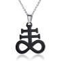 MEALGUET Leviathan Cross Pendant Church of Satan Satanic Symbol Stainless Steel Jewelry Brimstone Necklace for Men Women,24'' Chain