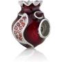 Faith Jewelry Holy Land Red Rimon Pomegranate Charm: Israel Species Carved Fruit Bead Sterling Silver 925 Rhodium Plated Zircon Stones 0.6 Inch