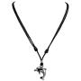 BlueRica Dolphin Pendant on Adjustable Black Rope Cord Necklace (Chrome Finish)