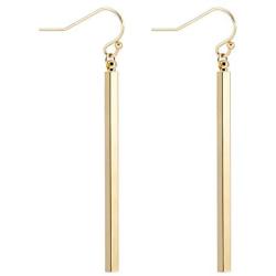 Minimal Long Circle Bar Earrings 18k Gold Plated Drop Line Dangle Geometric jewelry for Women Girls