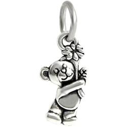 J&M Dangle Teddy Bear with Flower Charm Bead for Charms Bracelets