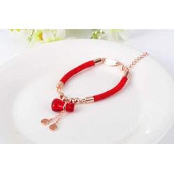 Bib Jewelry Lucky Money Bag Red Bracelet 14K Gold-Plated Fashion Elegant Woman Gift Rose Gold Color Titanium Steel Jewelry Friendship Inspirational Red String Bracelet