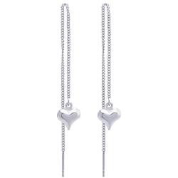 555Jewelry Womens Heart Love Cute Dainty Drop Threader Dangle String Earrings