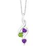 Gem Stone King 925 Sterling Silver Purple Amethyst and Green Peridot Pendant Necklace (0.73 Ct Heart Shape with 18 Inch Silver Chain)