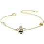 LAZLUVU 18K Gold Honey Bee Charms Bracelet Adjustbale Bangle Bracelets Jewelry Gift for Women