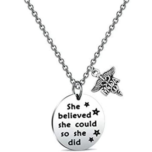 Medical Assistant Necklace She Believed She Could Nurse Graduation Inspirational Jewelry Gifts