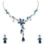 Faship Gorgeous Rhinestone Crystal Floral Necklace Earrings Set