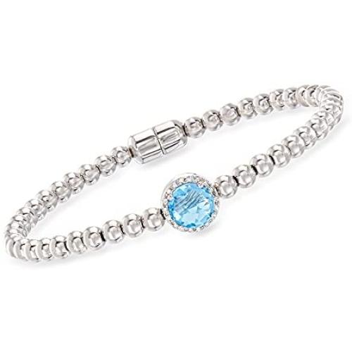 Ross-Simons 1.60 Carat Swiss Blue Topaz Beaded Bracelet in Sterling Silver With Magnetic Clasp