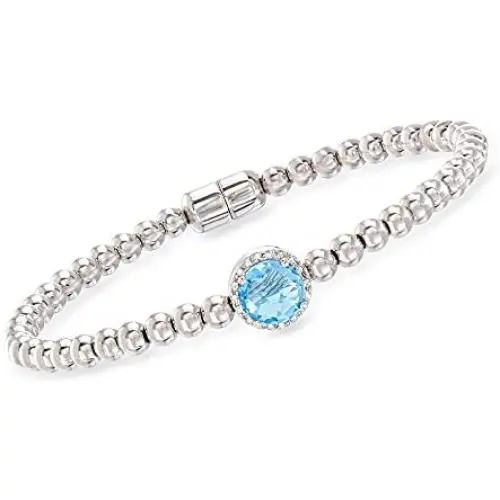 Ross-Simons 1.60 Carat Swiss Blue Topaz Beaded Bracelet in Sterling Silver With Magnetic Clasp Ross-Simons 1.60 Carat Swiss Blue Topaz Beaded Bracelet in Sterling Silver With Magnetic Clasp