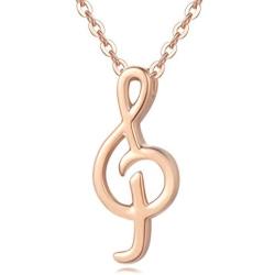 Agvana 14K Solid Real Rose Gold Musical Note Dainty Pendant Necklace Fine Jewelry Anniversary Birthday Gifts for Women Girls Mom Grandma Wife Daughter Her Yourself with Jewelry Box, 16+2 Inches