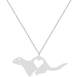 NOUMANDA Fashion Ferret Engraved Love Heart Necklace Classic Animal Hollow Pendant Jewelry