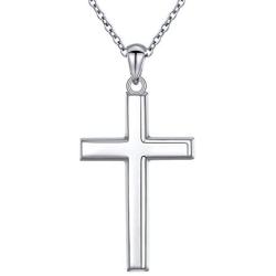 S925 Sterling Silver Cross Pendant Necklace for Women Men