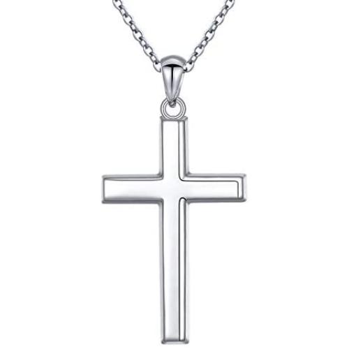 S925 Sterling Silver Cross Pendant Necklace for Women Men
