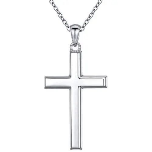 S925 Sterling Silver Cross Pendant Necklace for Women Men