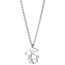 La Menagerie Rabbit Silver Origami Jewelry & Silver Geometric Necklace – 925 Sterling Plated Silver Necklace & Rabbit Necklaces for Women – Rabbit Necklace for Girls & Origami Necklace