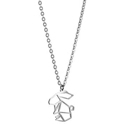 La Menagerie Rabbit Silver Origami Jewelry & Silver Geometric Necklace – 925 Sterling Plated Silver Necklace & Rabbit Necklaces for Women – Rabbit Necklace for Girls & Origami Necklace