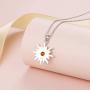 DAOCHONG Sterling Silver Sun Sunburst Pendant Necklace Gift for Women