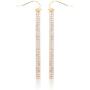 Sparkly Rhinestone CZ Lightweight Geometric Bar Statement Earrings - Multi Cubic Crystal, Acrylic Pearl Vertical Drop Dangles