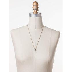 Sorrelli Rectangle Crystal Pendant Necklace, Antique Gold-Tone Finish, Coastal Mist