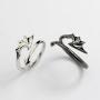 Personality Angel Devil Wings Open Ring for Men and Women Dragon Wing Arrow Adjustable Black White Couple Ring