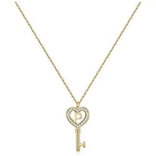 MONOZO Initial Necklace for Women Gold, 14K Gold Plated Letter Charm Necklaces Cubic Zirconia Pendant Key Initial Necklace for Women Her Teen Girls Birthday