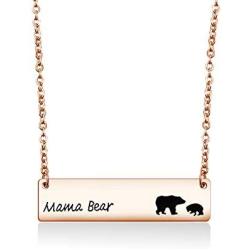 Zuo Bao Sweet Mama Bear Bar Necklace Mother Necklace Mama Bear Jewelry for New Mom