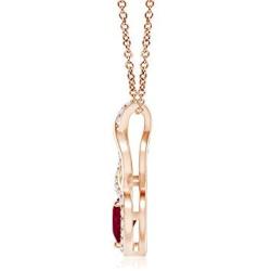Ruby Infinity Heart Pendant with Diamonds in 14K Rose Gold (4mm Ruby)