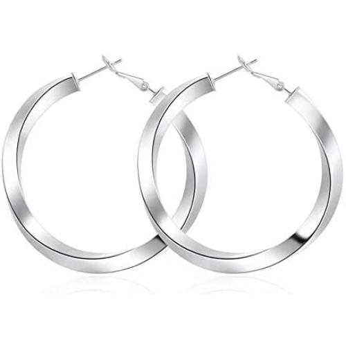 Big Hoop Earrings Stainless Steel Hoop Earrings 14K Gold Plated for Women Girls Sensitive Ears Cartilage Helix Cuff Earrings