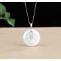 Sterling Silver Jade Pendant Protect Safety Charm Jade Clasp Advanced Jewelry Necklace for Women, 18'' Chain