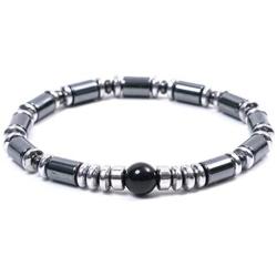 JBANS Hematite 486 Healing Stones Beaded Stretch Bracelet 2 Size for Men. Good Luck Therapy Bracelets. Strong Elastic Sring