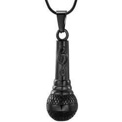 zeqingjw Cremation Jewelry Microphone Urn Pendant Necklace with Note Stainless Steel Keepsake Memorial Ash Jewelry