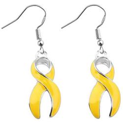CENWA Yellow Awareness Earrings Yellow Rhinestone Ribbon Charm Cancer Awareness Jewelry Gift for Endometriosis/Bladder Cancer/Suicide Prevention/Bone Cancer
