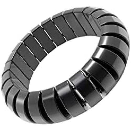 Hematite Stone Rings for Women Men Chunky Unisex, Anxiety Balance Root Chakra ring Stretch not fragile Hematite Rings Chakra Magnetic Stones Energy Crystal Therapy Fidget Anxiety Pain Relief Gift