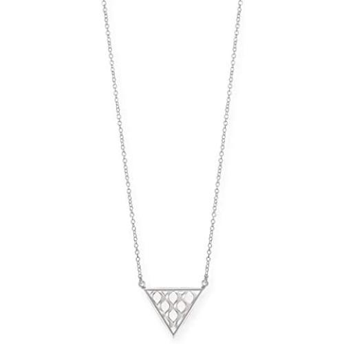 Boma Jewelry Sterling Silver Triangle Crosshatch Necklace, 18 Inches