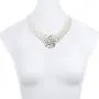 LUX ACCESSORIES Faux Pearl Floral Flower Multi Row Statement Necklace Matching Post Stud Earrings LUX ACCESSORIES Faux Pearl Floral Flower Multi Row Statement Necklace Matching Post Stud Earrings