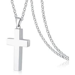 Cross Urn Necklace for Ashes 925 Sterling Silver Religious Cross Cremation Pendant Jewelry Faith Hope Love Gifts for Men Boys