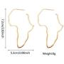 African Map Earrings Big Earrings Exaggerate Larger Statement Jewelry Outline Minimalist Silver Gold Plated Ethnic Style Dangle Drop Earrings for Women Girls