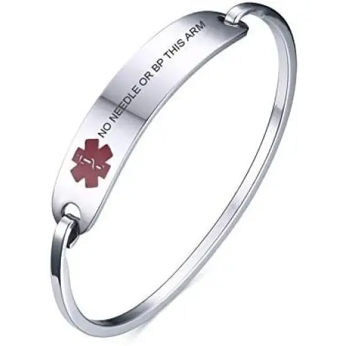 VNOX Free Engraving-Stainless Steel Medical Alert ID Bangle Bracelet,Gold Plated/Silver,7.4''-8.0'' VNOX Free Engraving-Stainless Steel Medical Alert ID Bangle Bracelet,Gold Plated/Silver,7.4''-8.0''