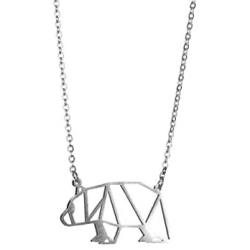 La Menagerie Bear Silver Origami Jewelry & Silver Geometric Necklace – 925 Sterling Plated Silver Necklace & Bear Necklaces for Women – Bear Necklace for Girls & Origami Necklace