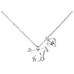 MEMGIFT Running Horse Necklace Equestrian Jewelry Personalized Dainty Cute Birthday Gifts for Horse Lovers Her Teen Girls Women Stainless Steel Silver Wild Horse Necklaces Handmade Initial Letter