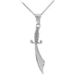 925 Sterling Silver Scimitar Islamic Sword Pendant Necklace