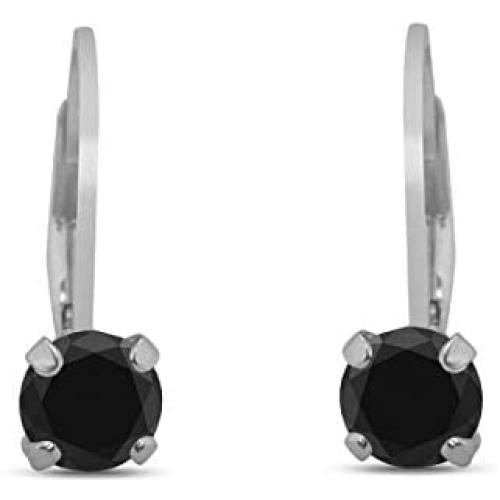 1.00 Ct Natural Round Black Diamond Leverback Earring For Womens Sold By Brights Collection