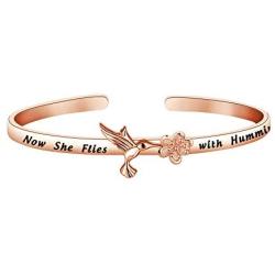 FOTAP Hummingbirds Jewelry Now She Flies with Hummingbirds Bangle Hummingbird Memorial Gift Free Bird Bangle Remembrance Jewelry