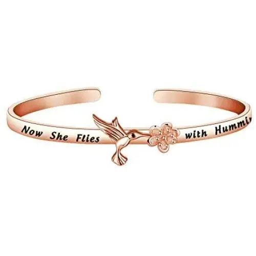 FOTAP Hummingbirds Jewelry Now She Flies with Hummingbirds Bangle Hummingbird Memorial Gift Free Bird Bangle Remembrance Jewelry FOTAP Hummingbirds Jewelry Now She Flies with Hummingbirds Bangle Hummingbird Memorial Gift Free Bird Bangle Remembrance Jewelry