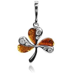 Ian and Valeri Co. Amber Sterling Silver Clover Pendant
