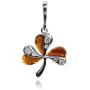 Ian and Valeri Co. Amber Sterling Silver Clover Pendant