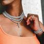 TOPGRILLZ 14K Gold&Silver Plated Solid Iced out CZ Lab Cubic Zirconia Cross Pendant Necklace for Men Women Stainless Chain