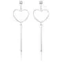 RareLove Silver Plated Alloy Hollow Heart Bar Dangle Stud Piercing Earrings For Women Girls Valentines Gift For Daughter